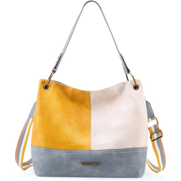 Women's Crossbody Yellow Hobo Bag For Ladies Shoulder With Zipper With Pocket